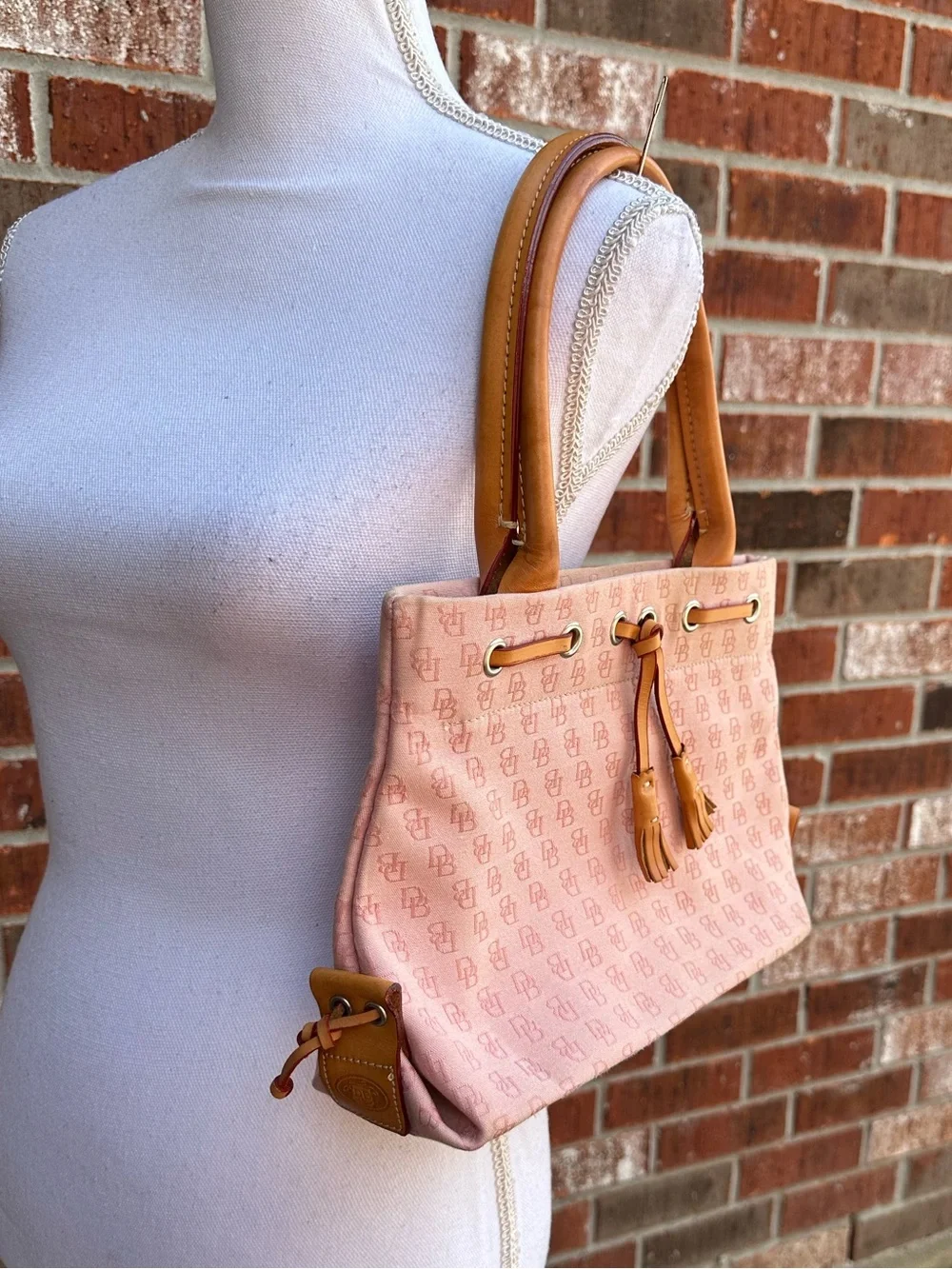 Dooney & Bourke Pink Signature Logo Tassel Tote Bag - Picture 3 of 16